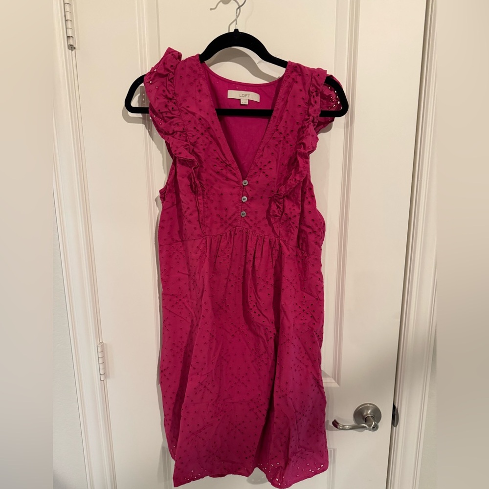 Loft pink eyelet dress